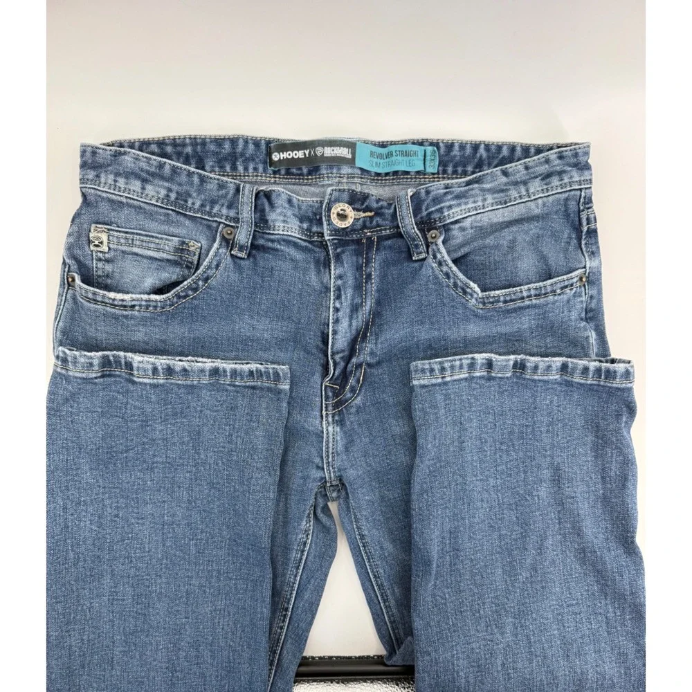 Hooey x Rock & Roll Denim Revolver Straight Slim Straight Leg Mens Jeans 33x36